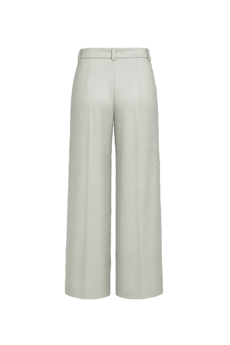 1990s Light Sage Green Silk Blend Wide-Leg Pants - Back View