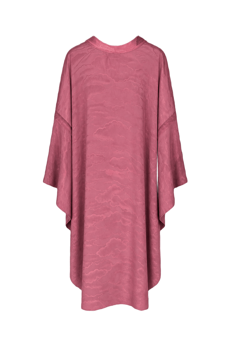 1970s Dusty Rose Pink Synthetic Blend Kimono - Back View