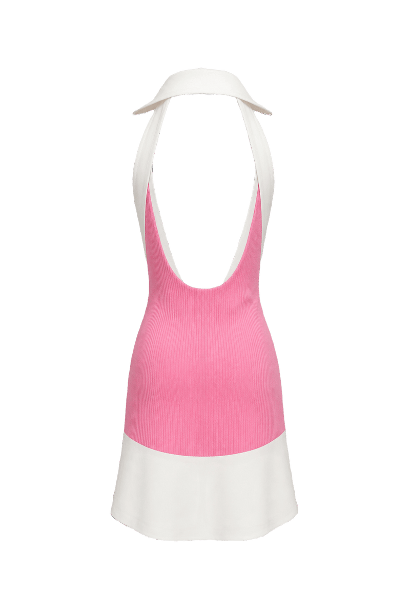 1970s Pink Synthetic Blend Dress - Back View