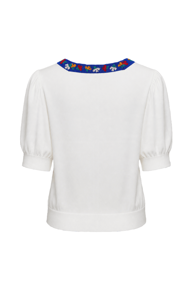 1980s White Synthetic Blend Sweater - Back View