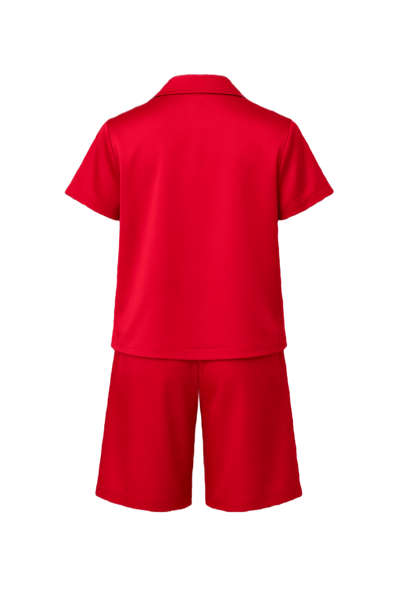 1990s Bright Red Synthetic Set - Back View