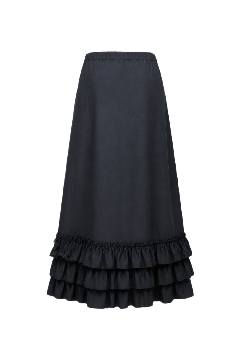 1990s Navy Blue Cotton Skirt - Back View