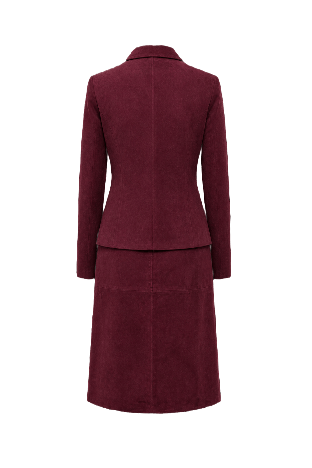 1980s Burgundy Suede Jacket and Skirt Set - Back View