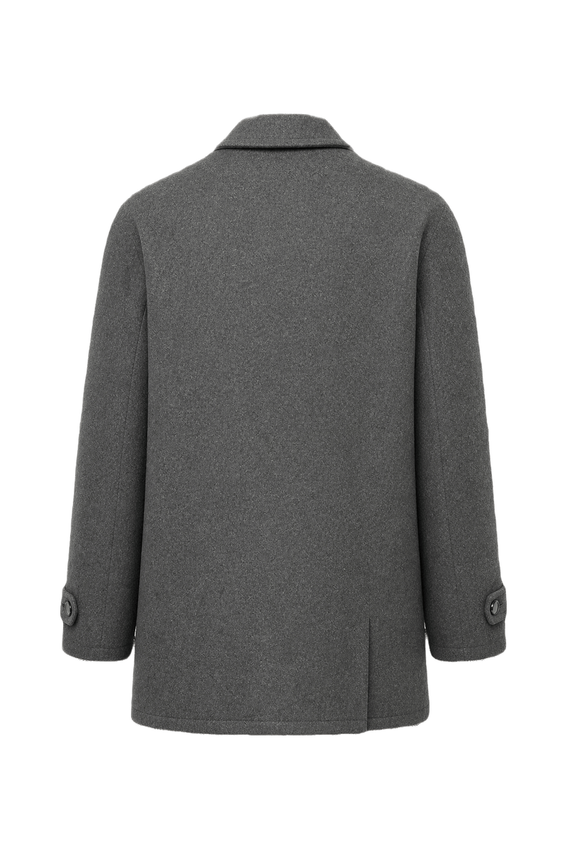 1990s Charcoal Grey Wool Blend Coat - Back View