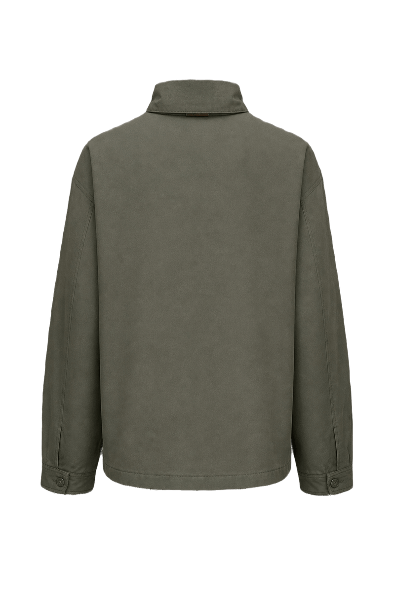 1980s Olive Green Polyester Jacket - Back View