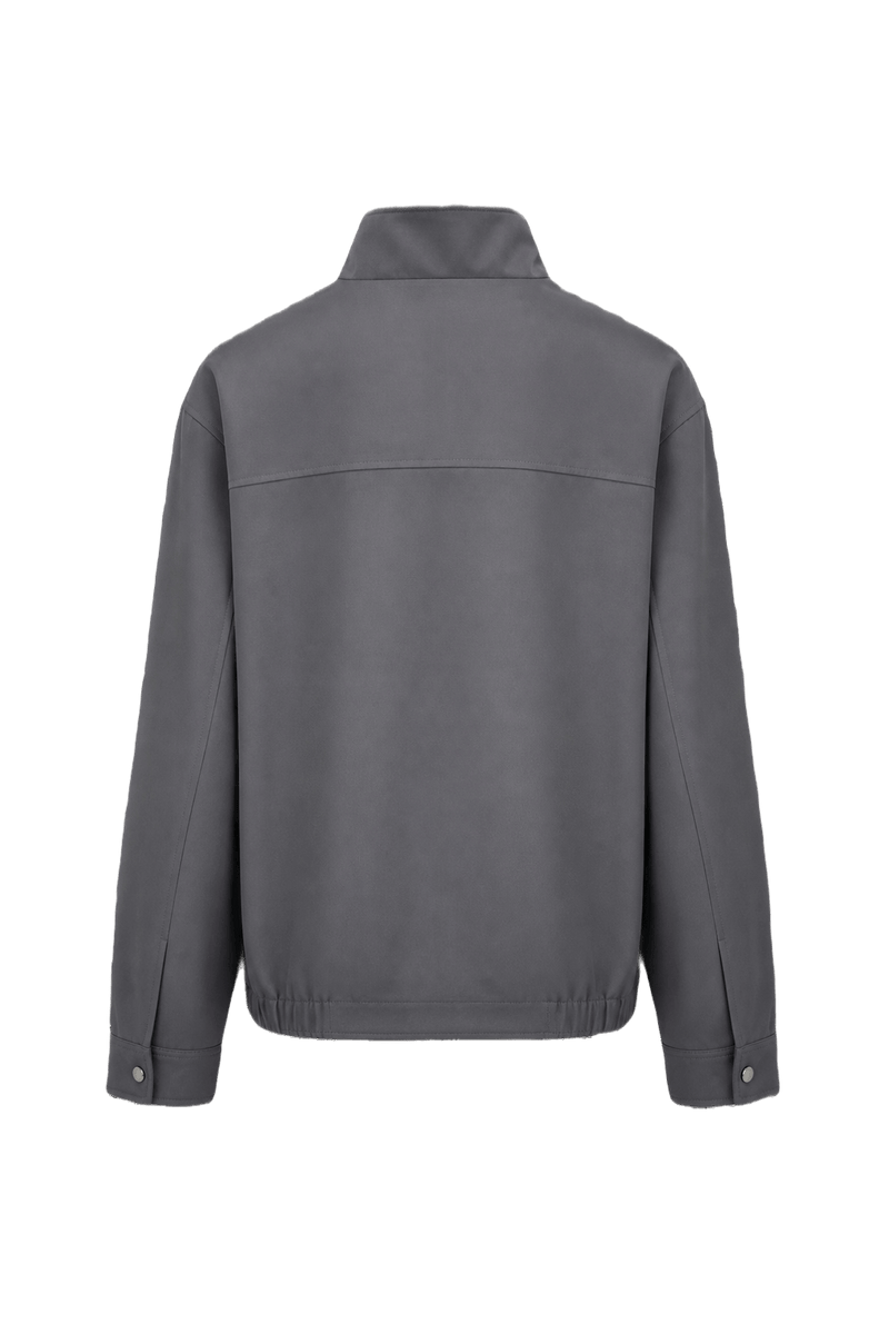 1980s Charcoal Grey Polyester Jacket - Back View