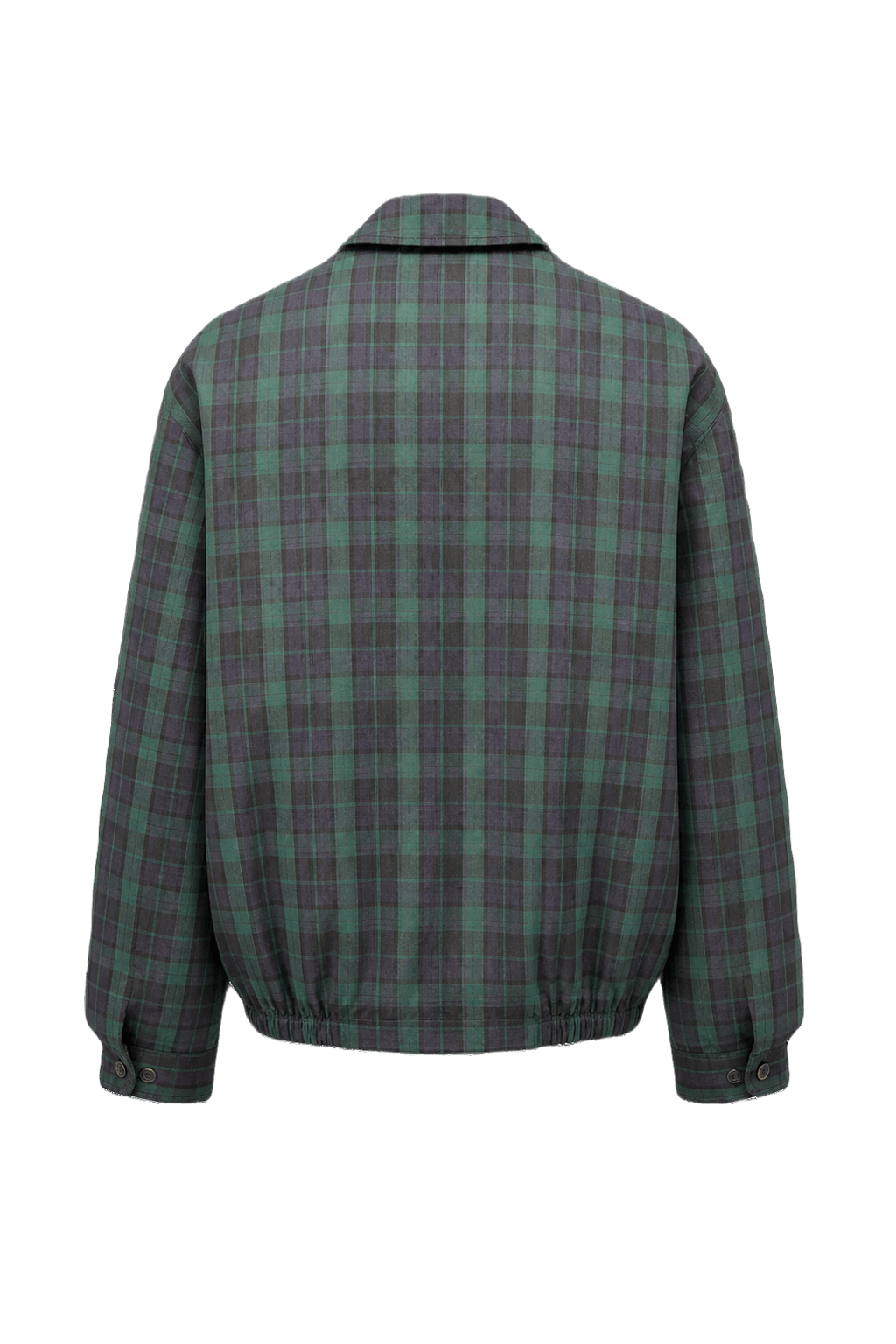 1980s Green Plaid Polyester Jacket - Back View