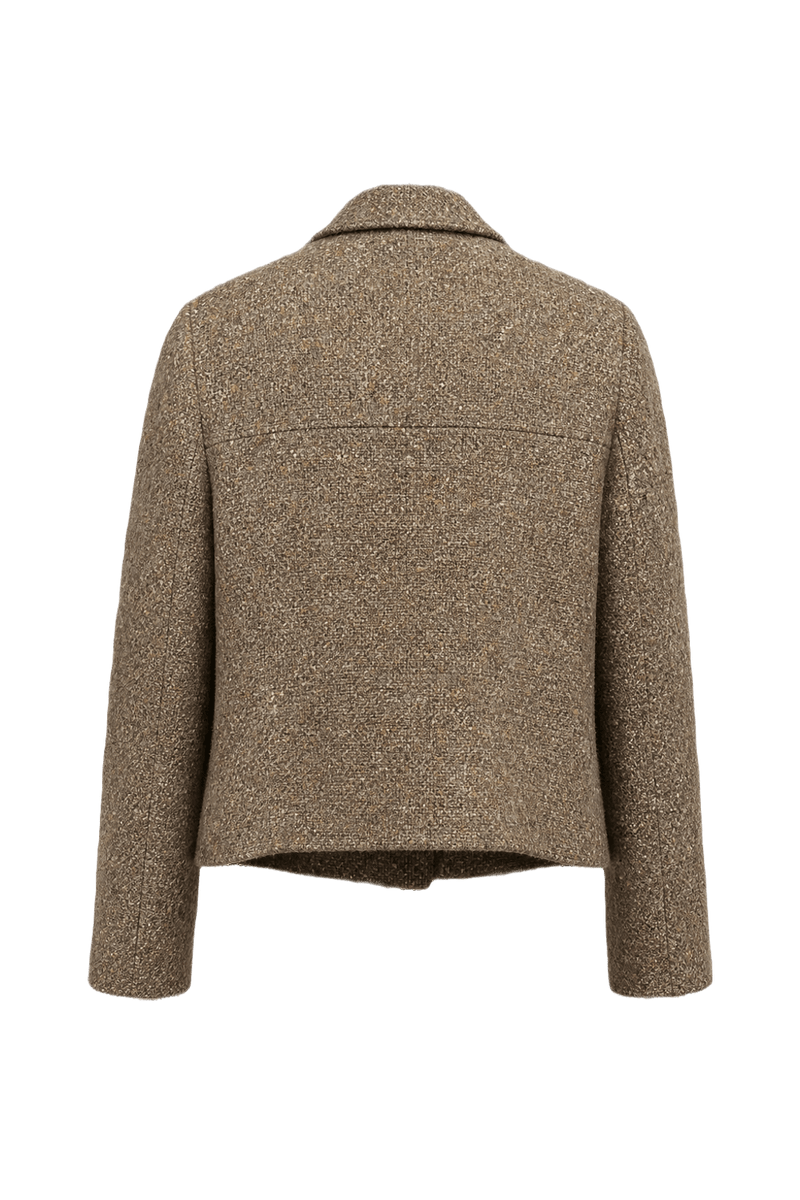 1980s Taupe Wool Blend Jacket - Back View