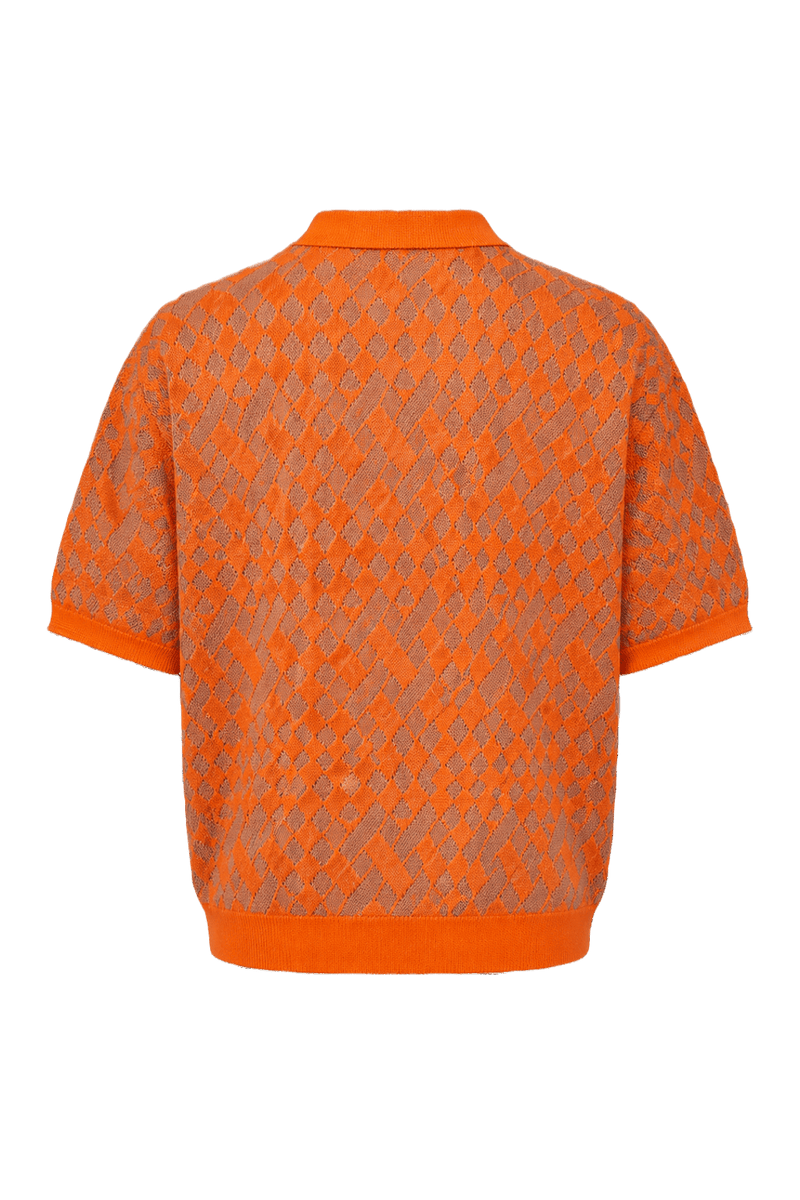 1980s Bright Orange Cotton Blend Knit Shirt - Back View