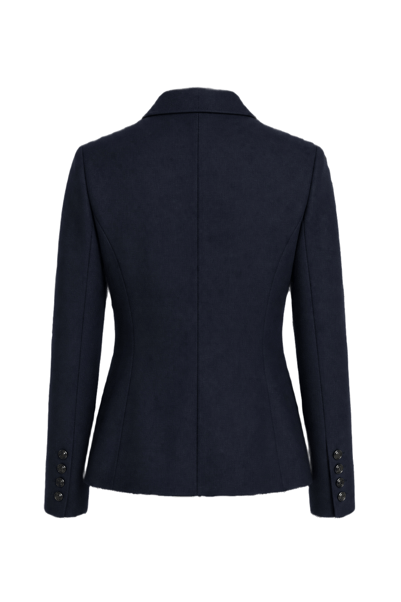 1980s Dark Navy Wool Blend Blazer - Back View