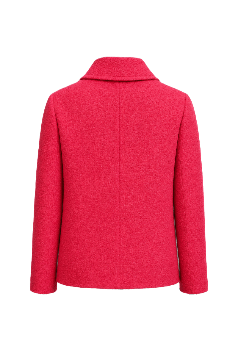 1980s Vibrant Pink Wool Blend Blazer - Back View