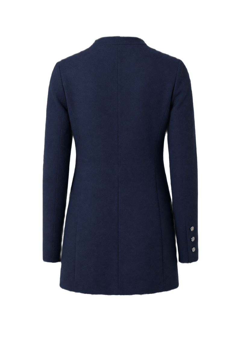 1980s Navy Blue Wool Blend Dress - Back View