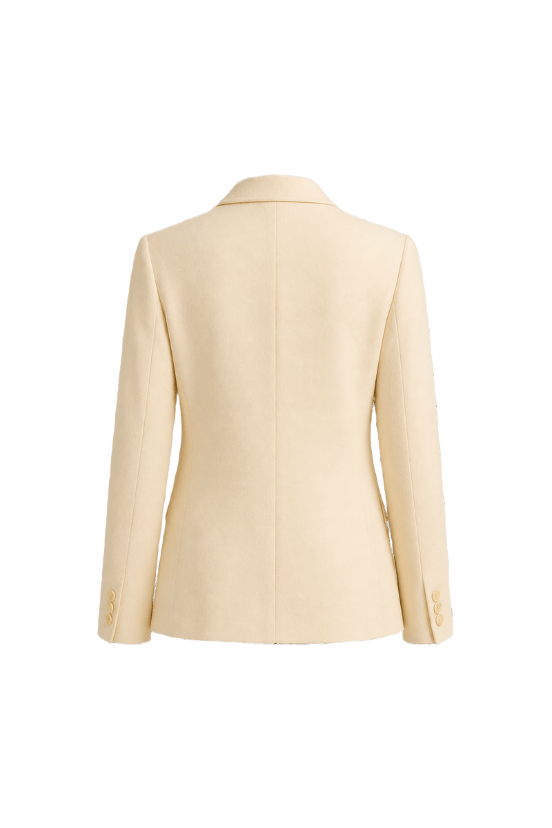 1970s Cream Wool Blend Blazer - Back View