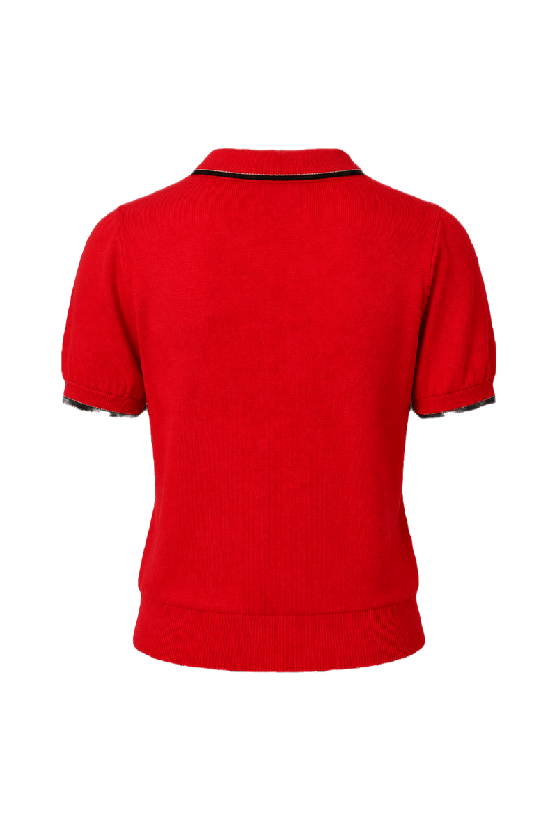 1970s Red Cotton Blend Blouse - Back View
