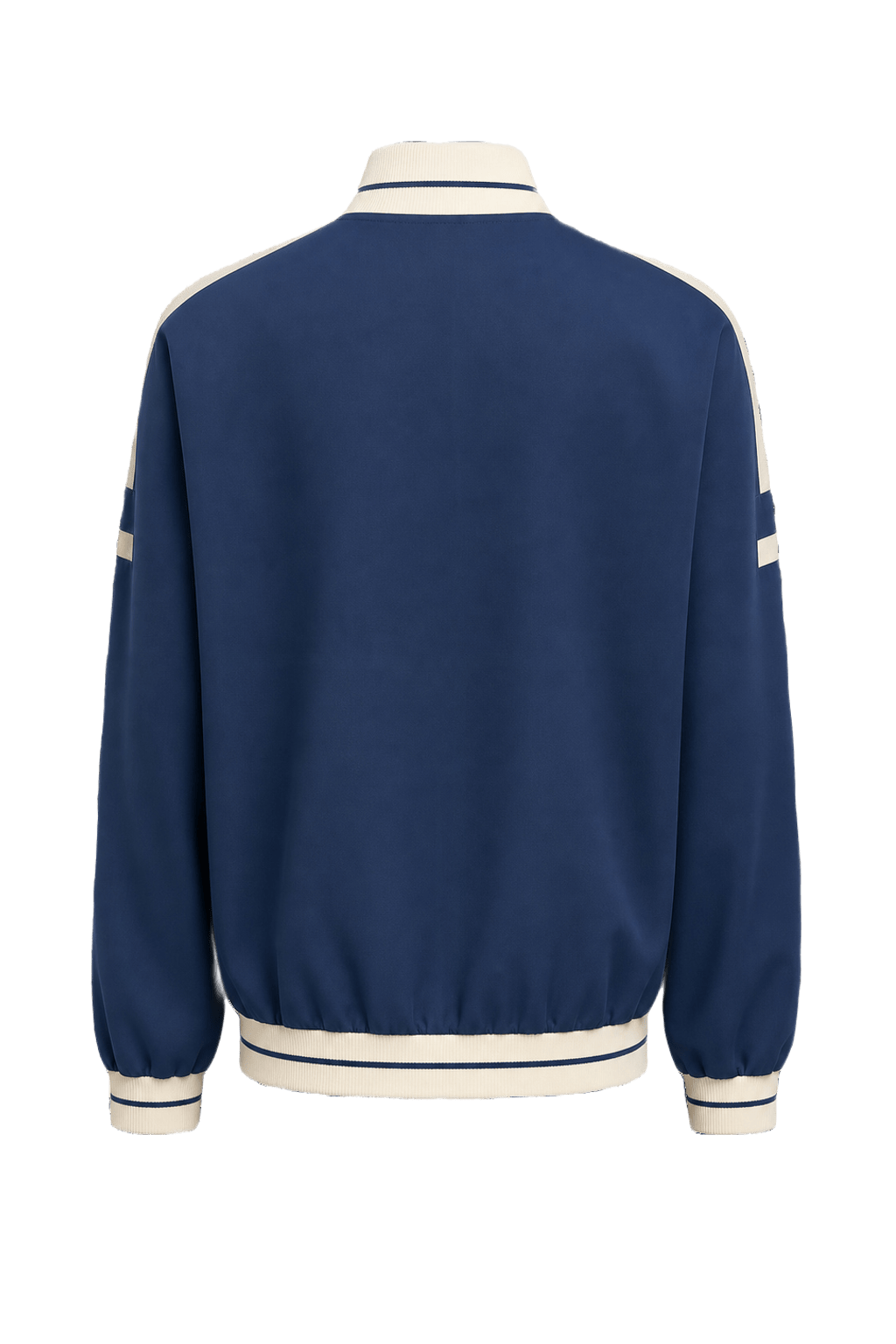 1980s Navy Blue Synthetic Blend Jacket - Back View
