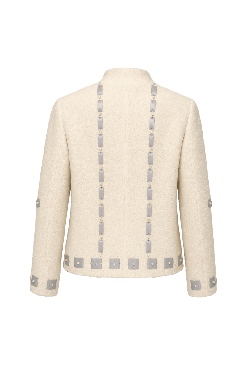 [1990s] Cream Wool Blend Jacket - Back View
