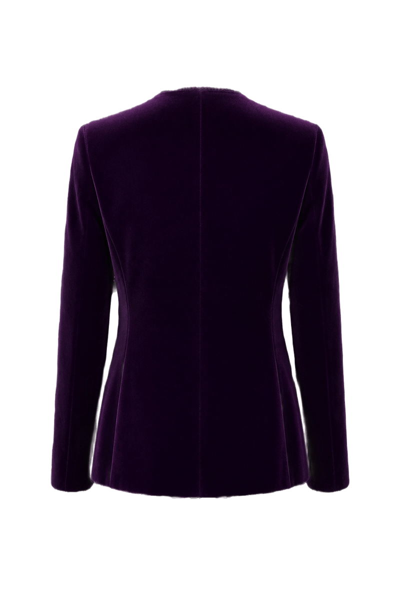 1980s Deep Purple Velvet Blazer - Back View