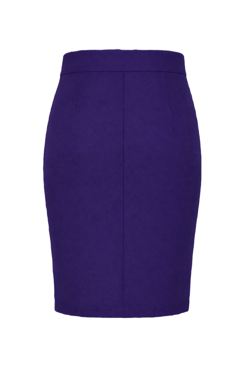1980s Purple Cotton Blend Skirt - Back View