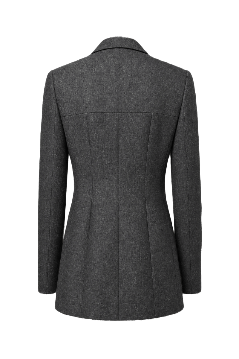 1990s Charcoal Grey Wool Blend Blazer - Back View