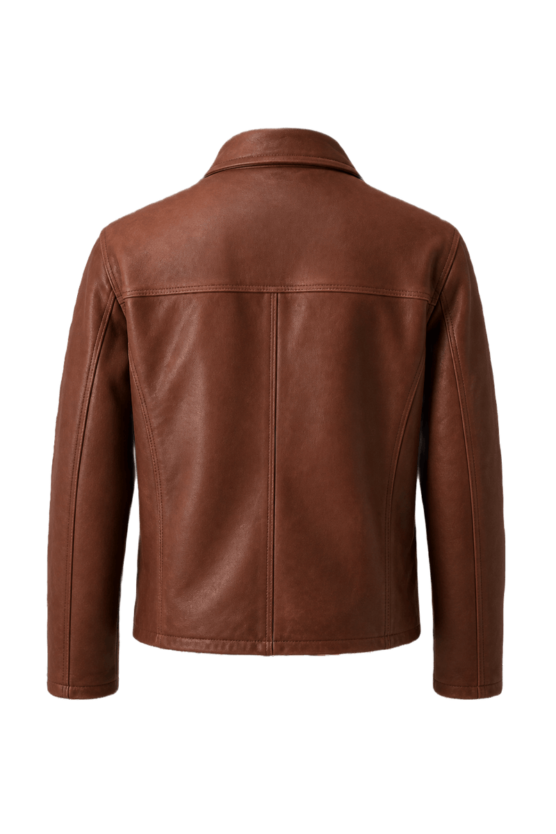 1990s Brown Leather Jacket - Back View