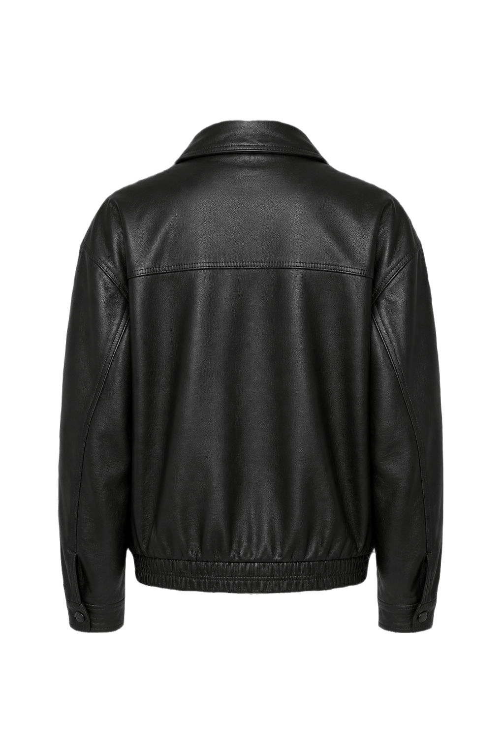 1980s Black Leather Smooth Leather Jacket - Back View