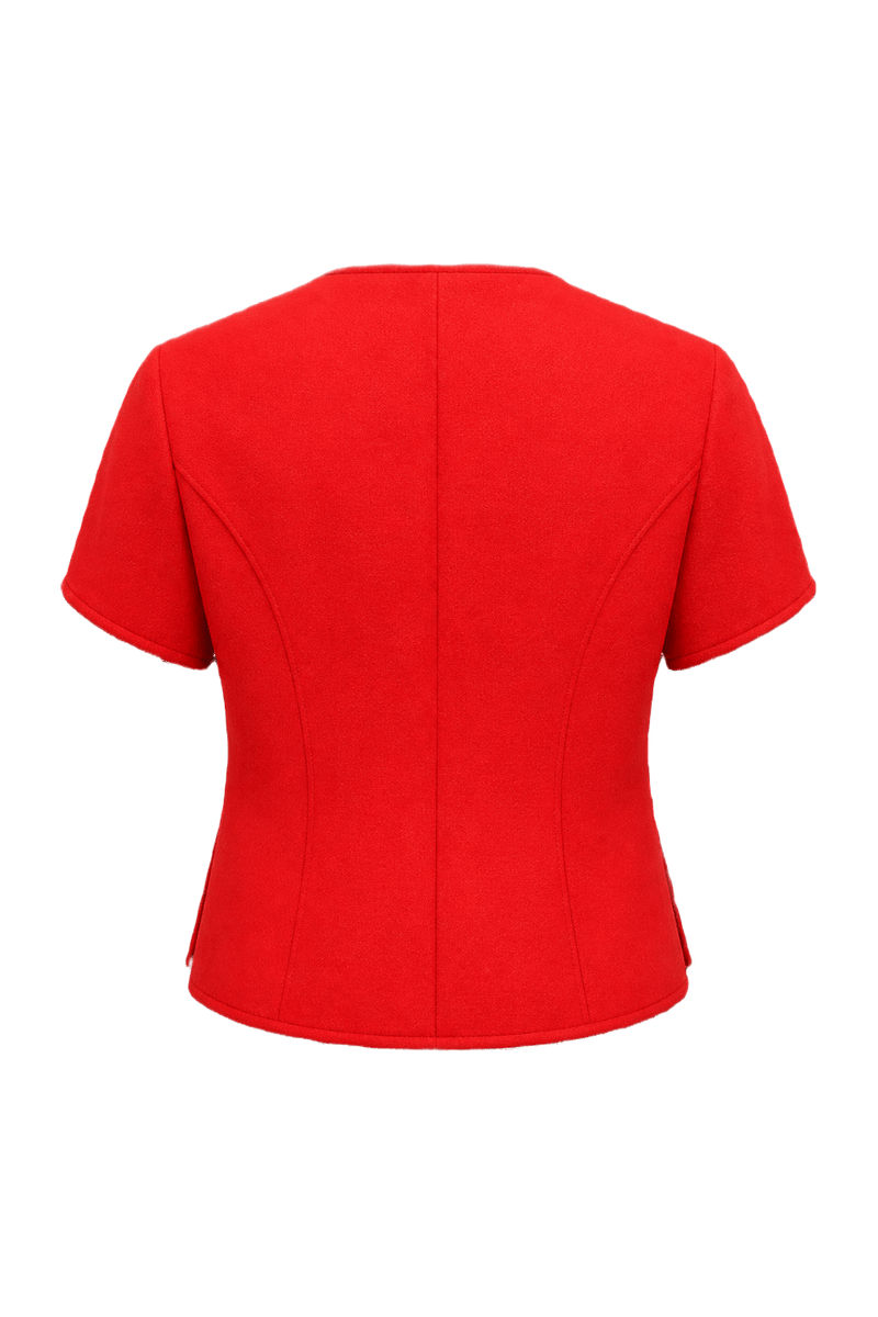 1980s Red Wool Blend Jacket - Back View