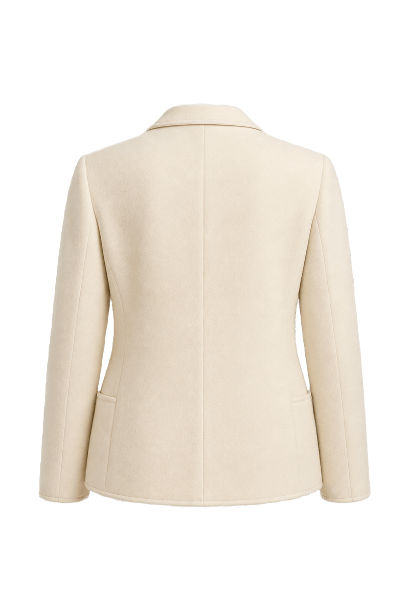 1970s Cream Wool Blend Blazer - Back View