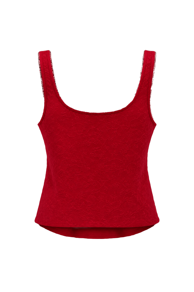 1990s Red Cotton Blend Tank Top - Back View
