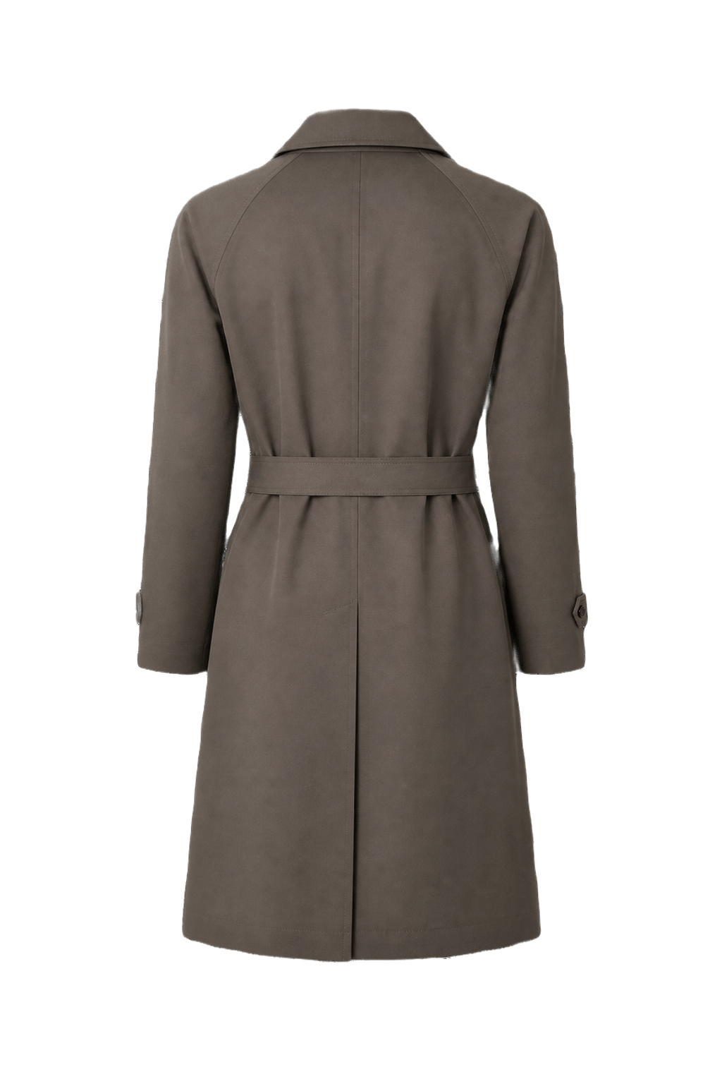 1980s Dark Olive Green Cotton Blend Trench Coat - Back View