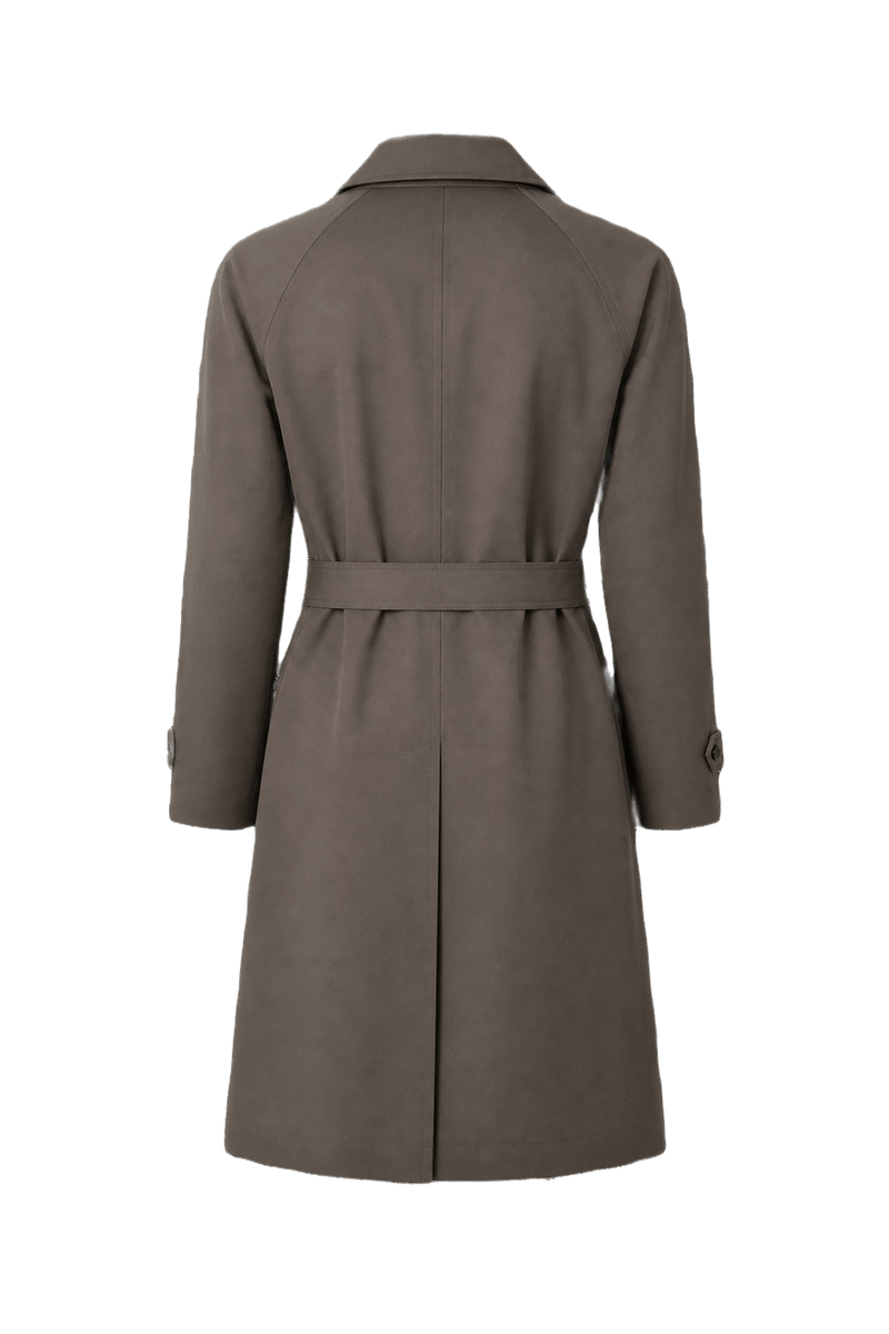 1980s Dark Olive Green Cotton Blend Trench Coat - Back View