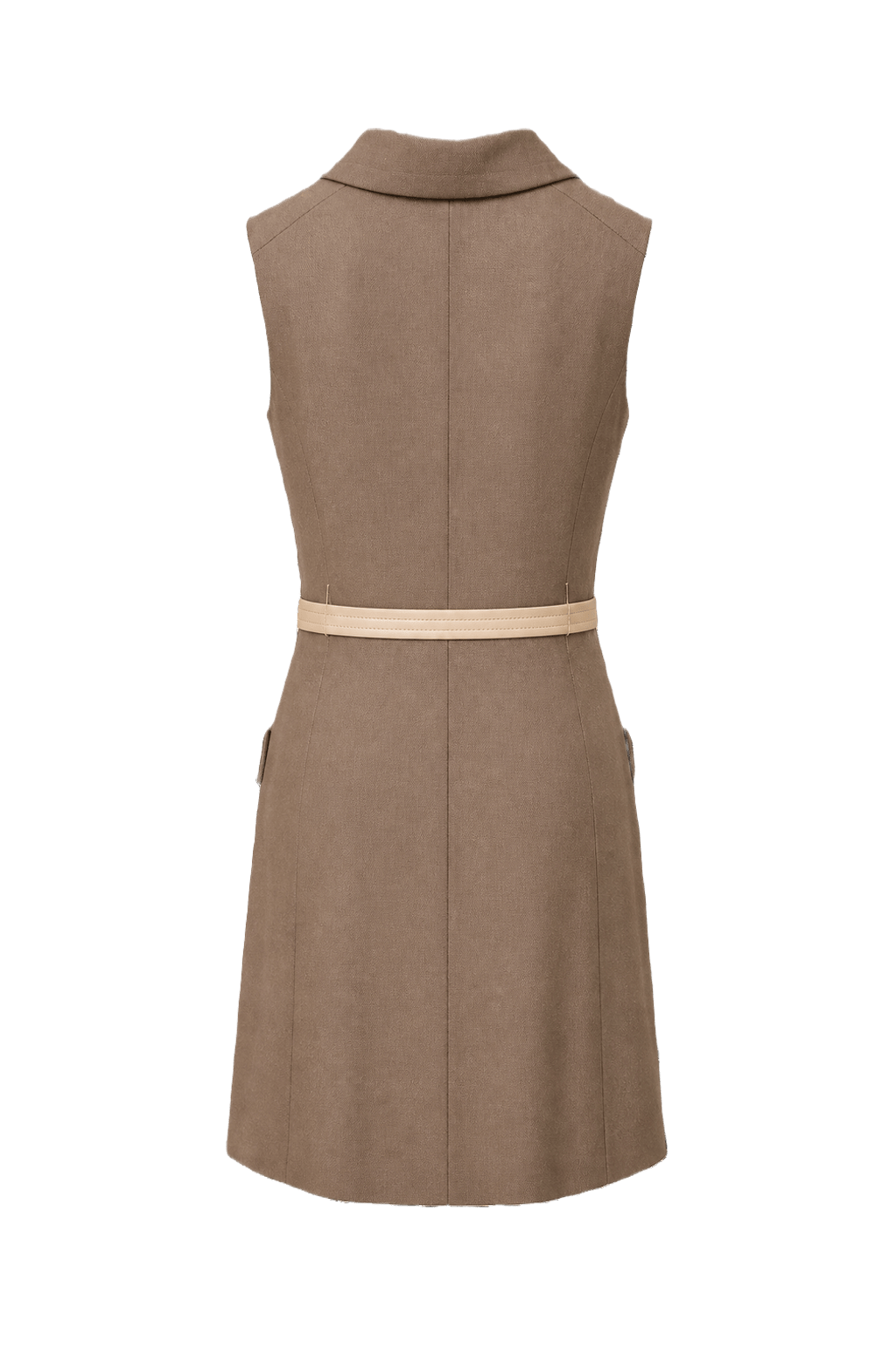 1960s Taupe Wool Blend Dress - Back View