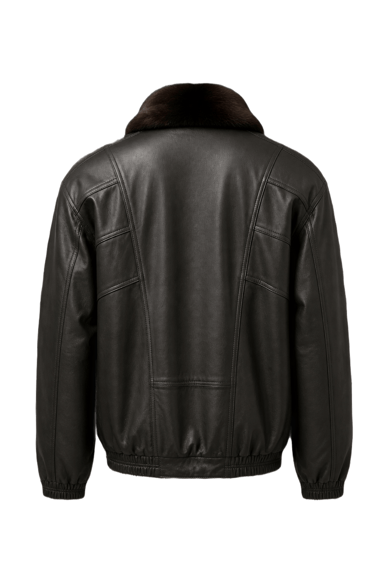 1990s Black Leather Jacket - Back View
