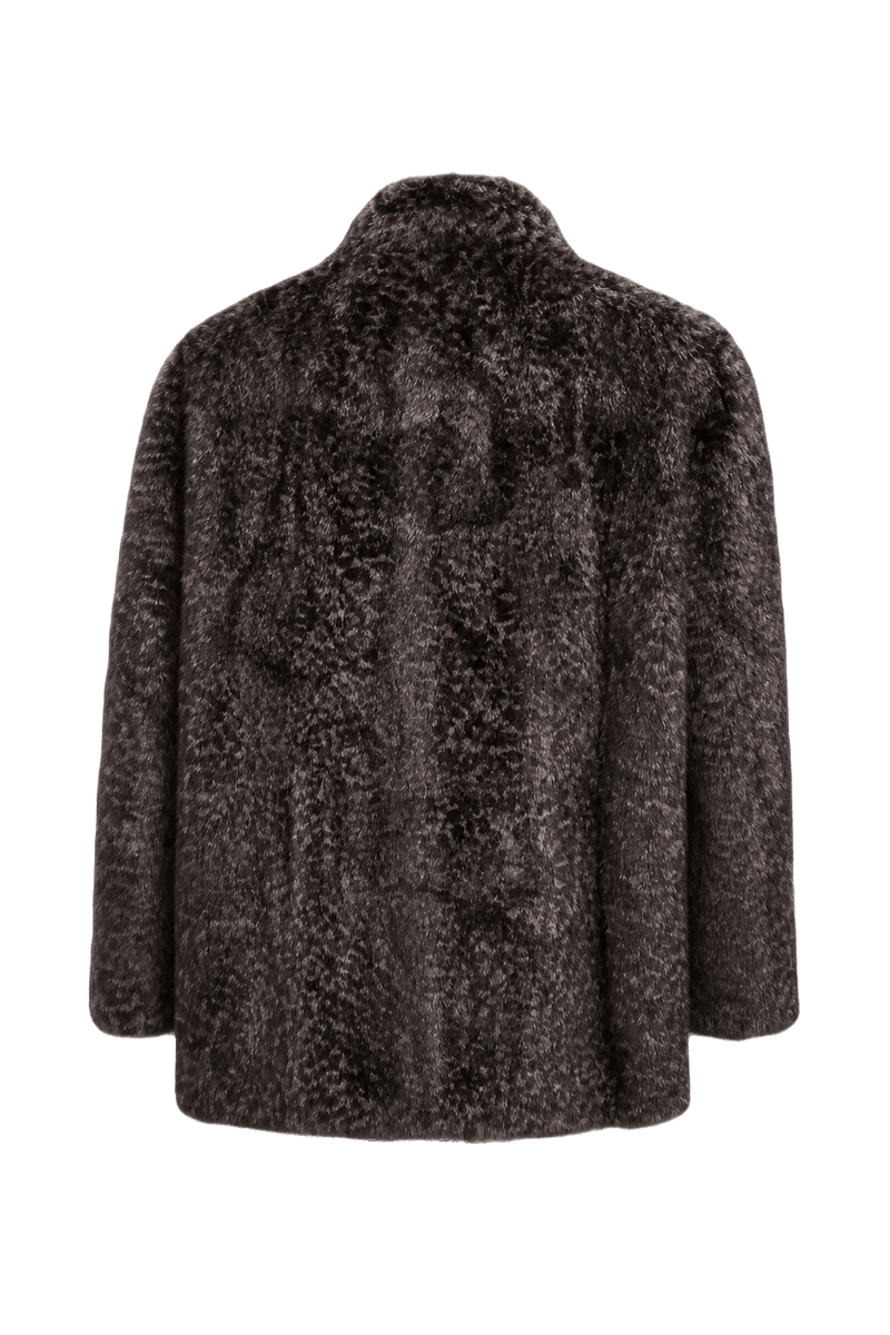1980s Black Faux Fur Fur Coat - Back View