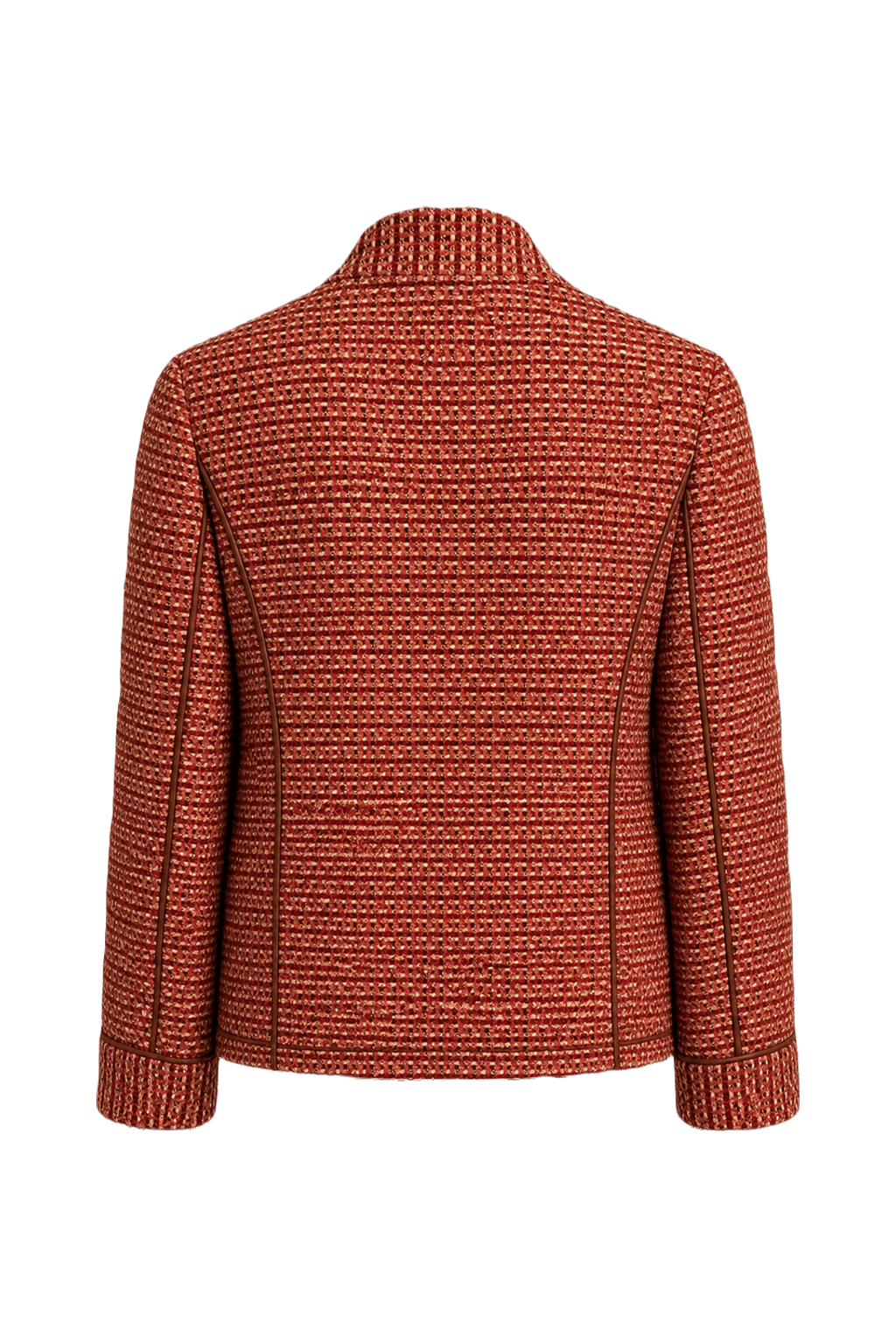 1980s Red Cream Wool Blend Jacket - Back View