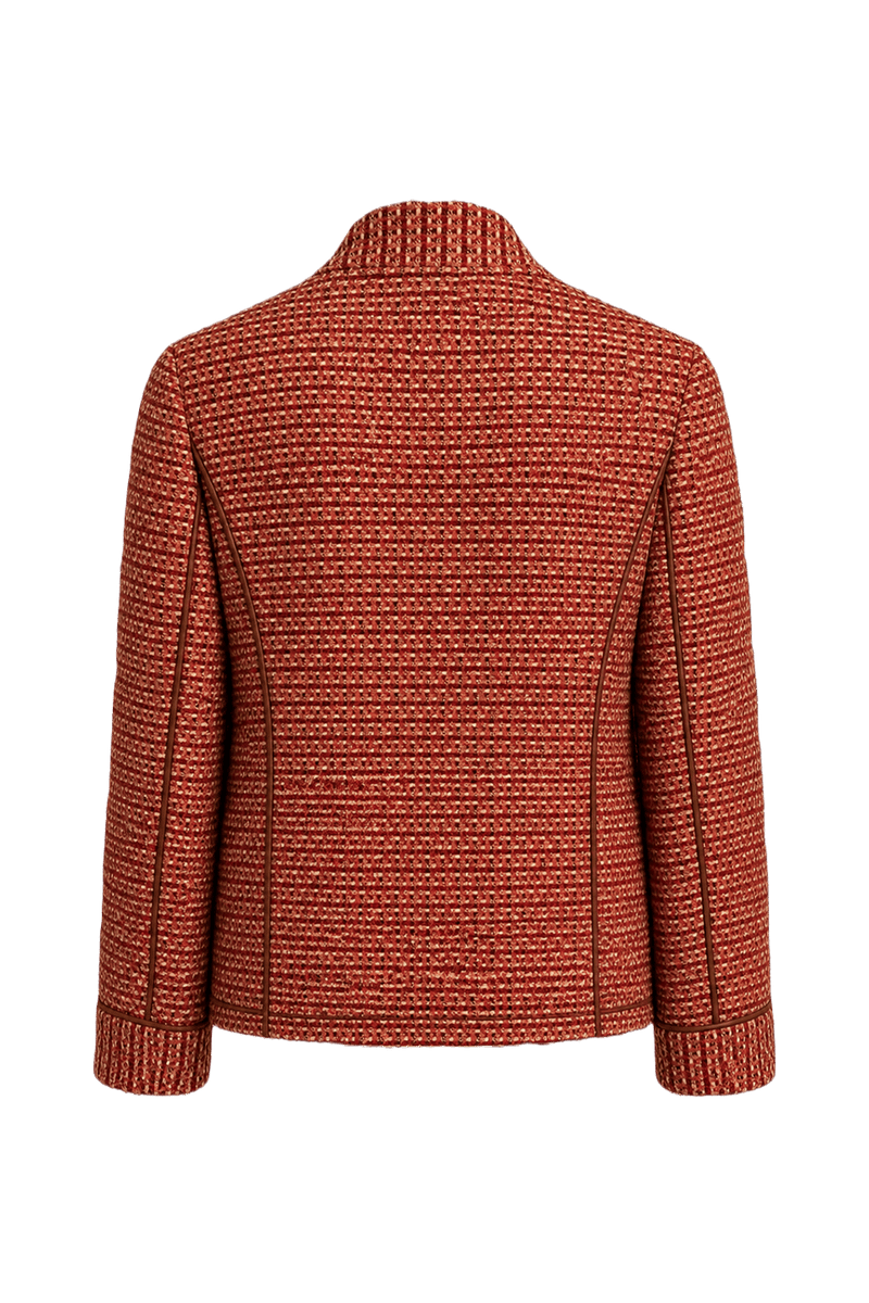 1980s Red Cream Wool Blend Jacket - Back View