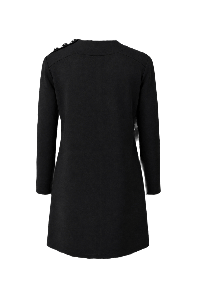 1970s Black Wool Blend Dress - Back View