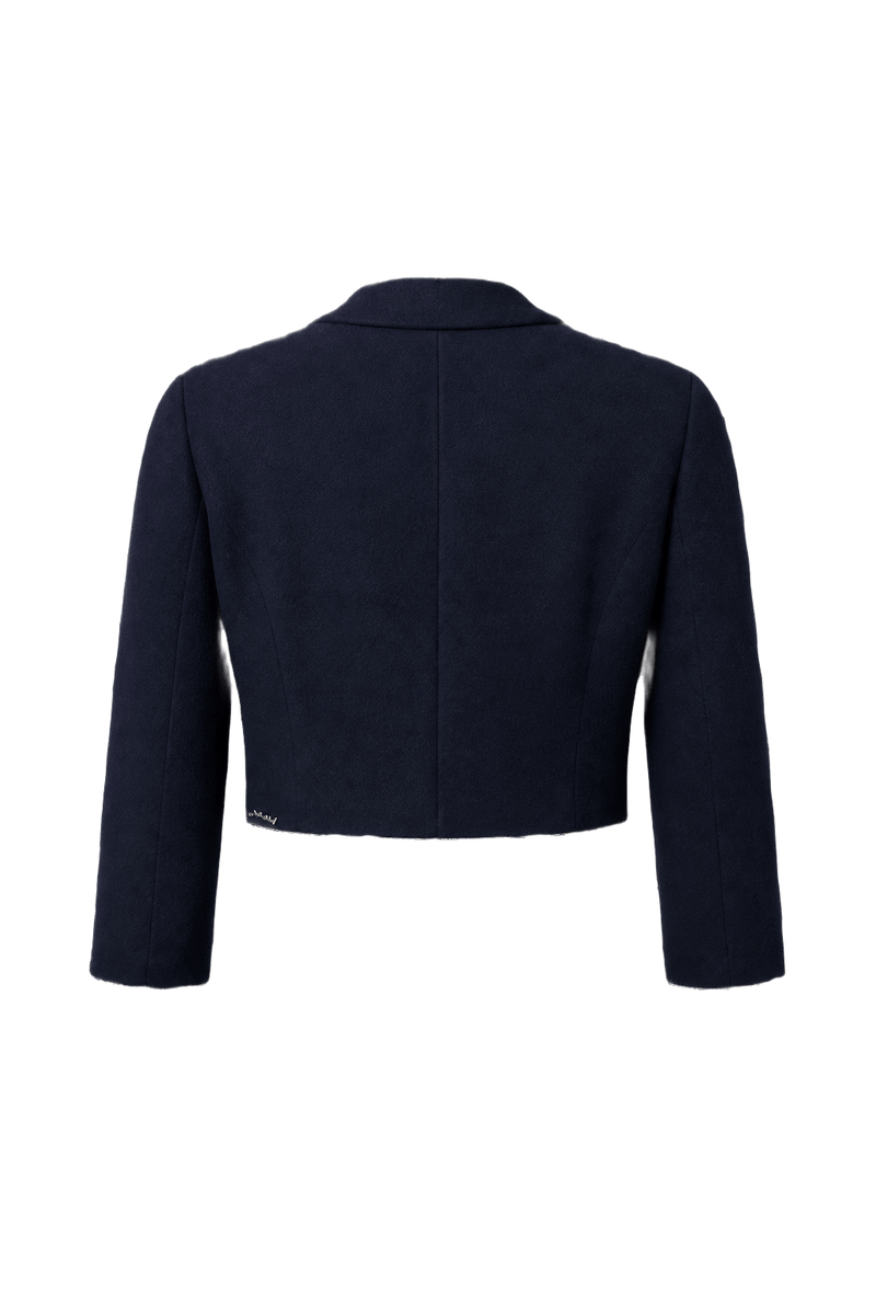 1990s Navy Blue Wool Blend Jacket - Back View