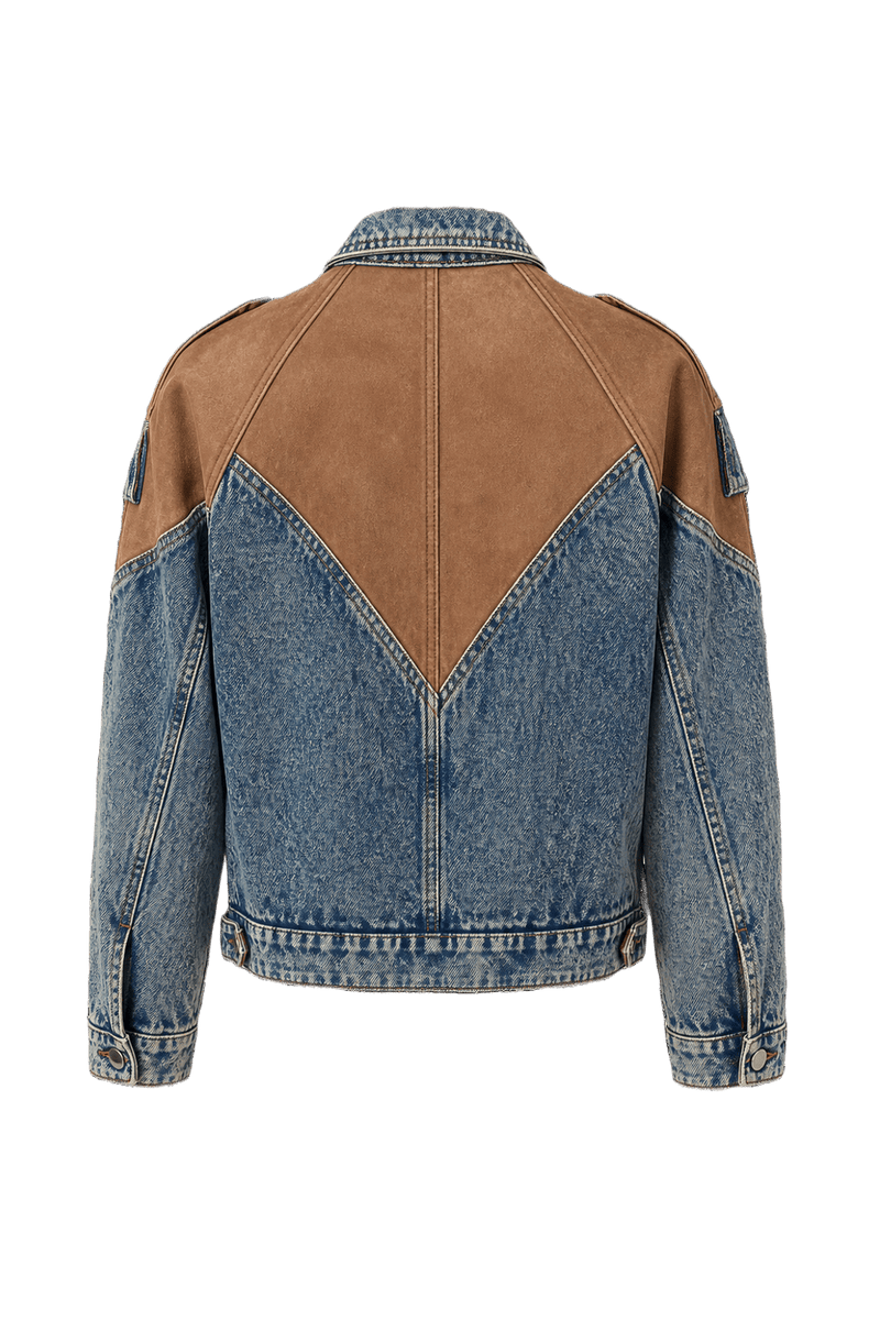 1980s Acid Wash Blue Denim Jacket - Back View