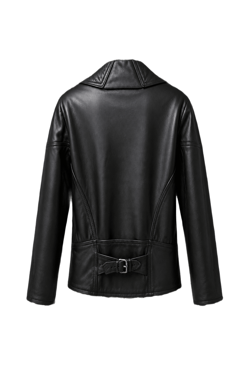 1980s Black Leather Jacket - Back View