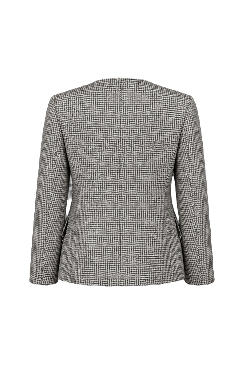 1970s Black and White Wool Blend Blazer - Back View