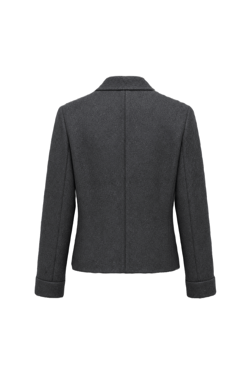 1970s Charcoal Grey Wool Blend Blazer - Back View