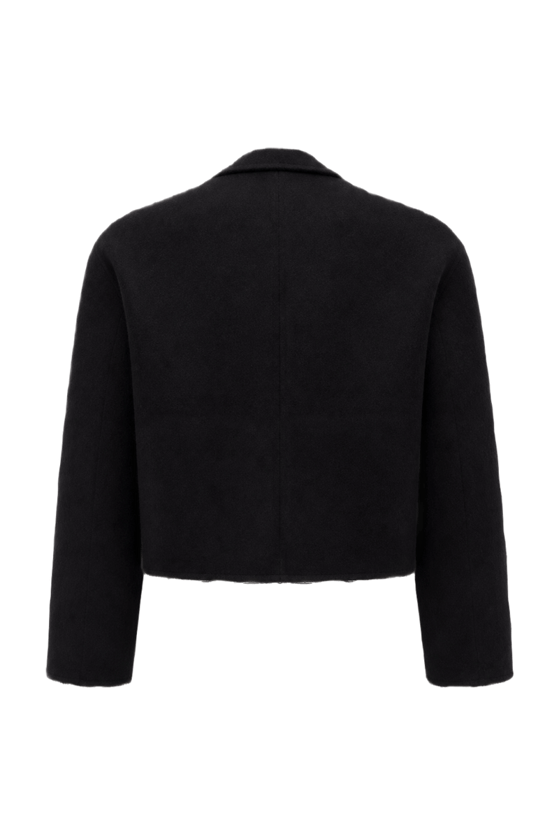 1990s Black Wool Blend Blazer - Back View