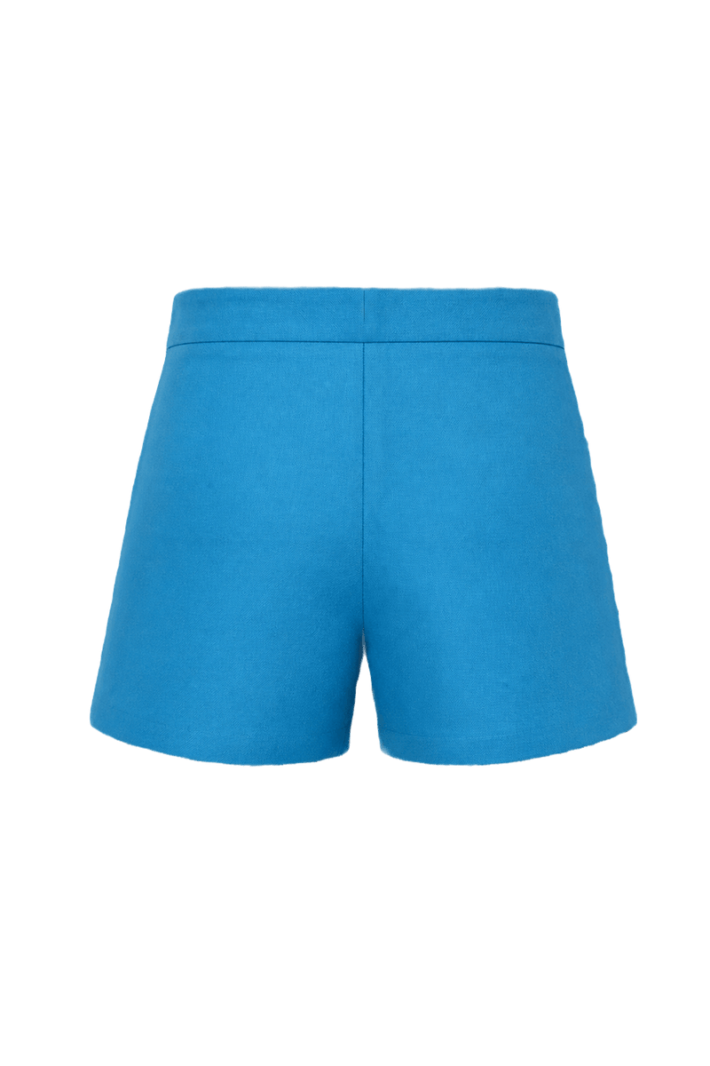 1980s Bright Blue Polyester Blend Shorts - Back View