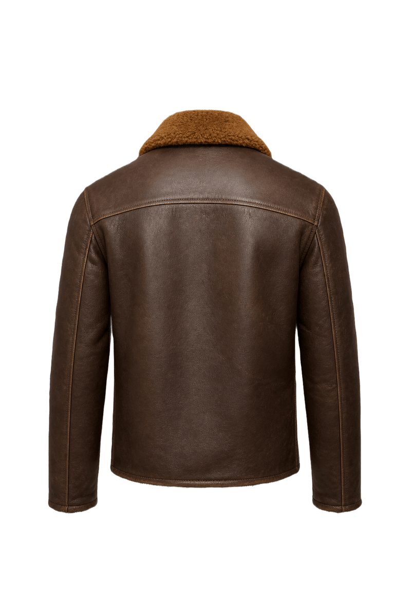 1940s Brown Leather Jacket - Back View