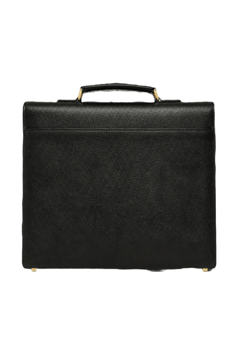 1980s Black Leather Briefcase - Back View