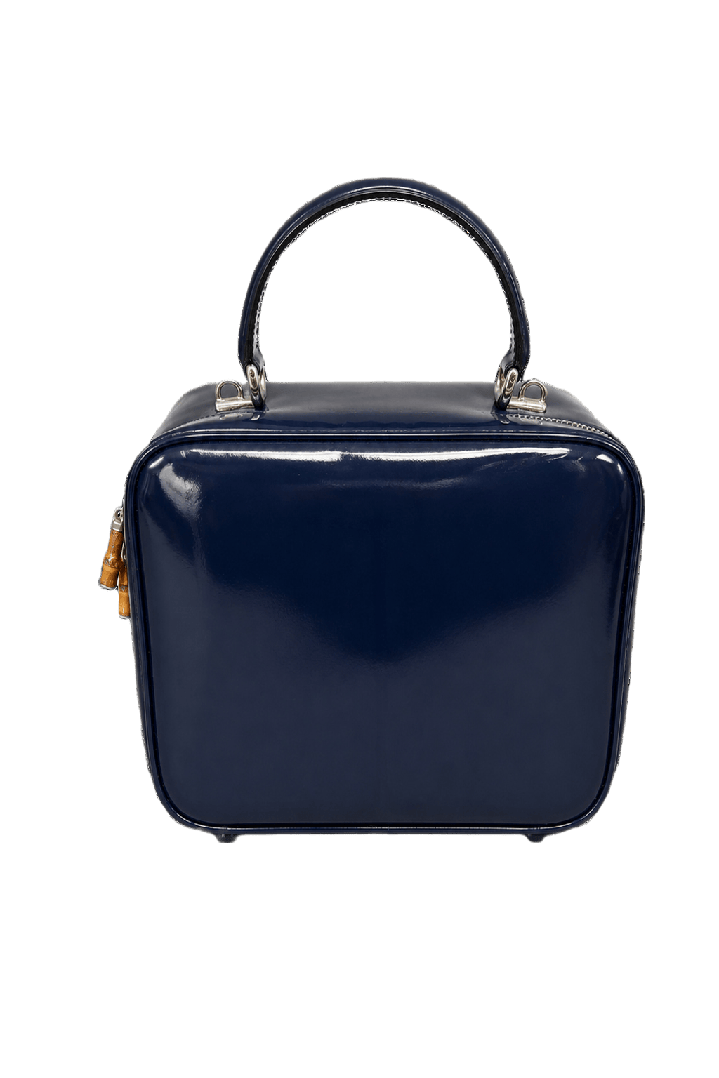 1980s Navy Blue Leather Bag - Back View