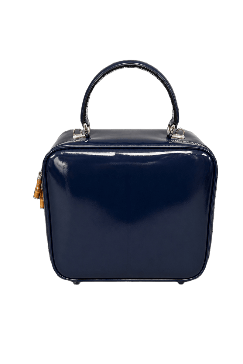1980s Navy Blue Leather Bag - Back View