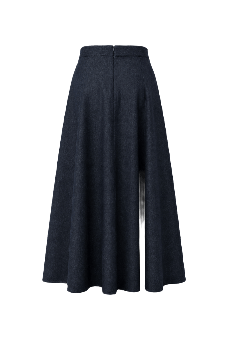 1970s Dark Blue Denim Skirt - Back View