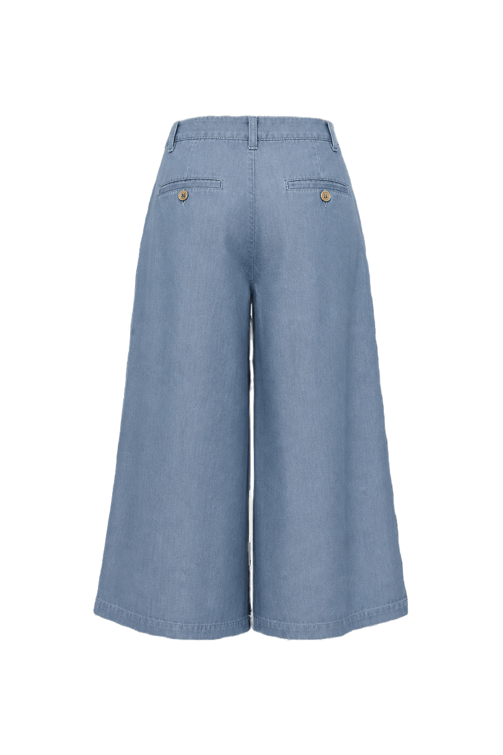 1970s Light Blue Cotton Culottes - Back View