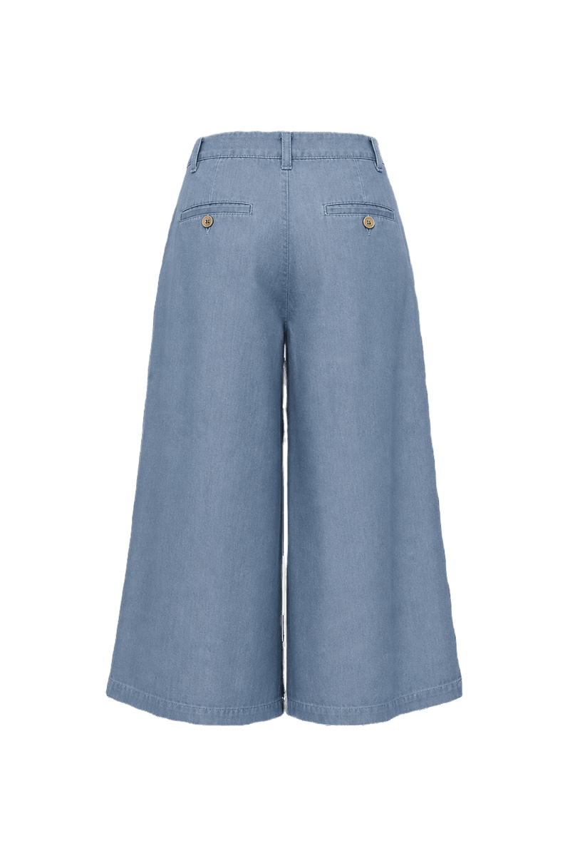 1970s Light Blue Cotton Culottes - Back View